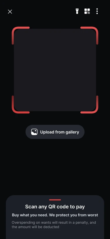 QR scanner with a red scan frame